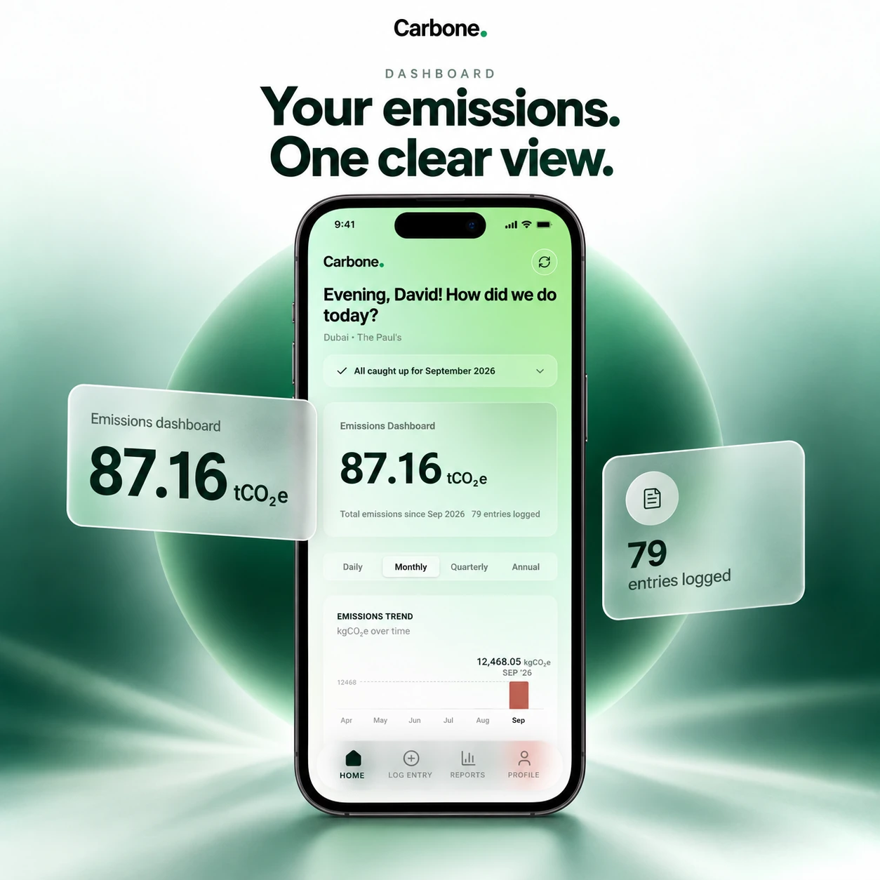 Carbone dashboard: Your emissions. One clear view.